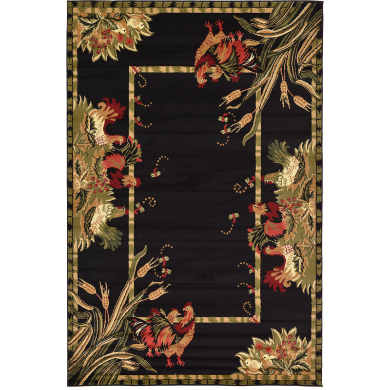 Andersonville Black/Green/Red Rug, Rectangle 99 x 160cm