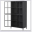 Armoire de rangement en métal noir de qualité supérieure avec portes en verre trempé, tablettes réglables