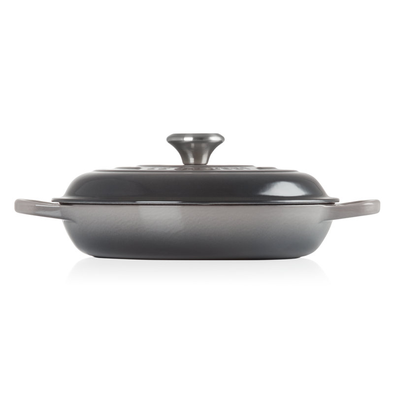 Le Creuset Signature Enameled Cast Iron Braiser with Lid, Oyster, 3.5 quarts