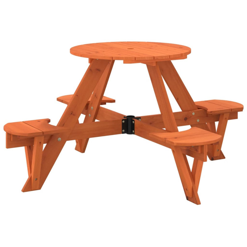 Hedvig Kids Solid Wood Round and Chair Set, Dark Brown