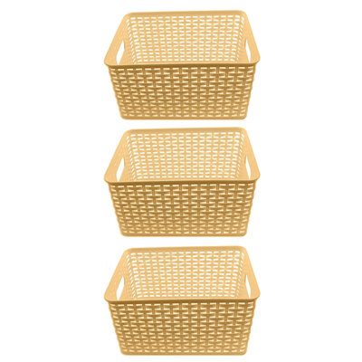 Organisateur de panier de rangement en plastique de style rotin YBM Home, H 15,25 po x l 10 po x P 7,5 po