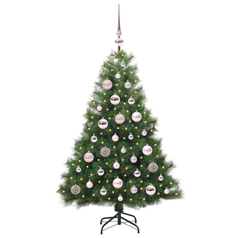  Artificial Christmas Tree with 150 LEDs Green PE and PVC, Pink, 3.94' H