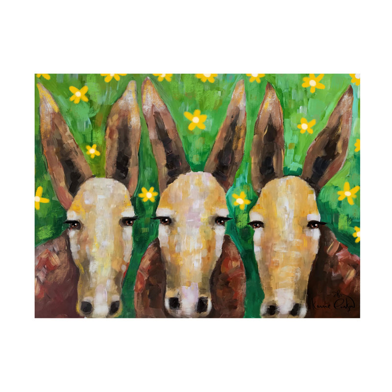 «Kares Evenson Three Asses», art sur toile, H 14 po x l 19 po