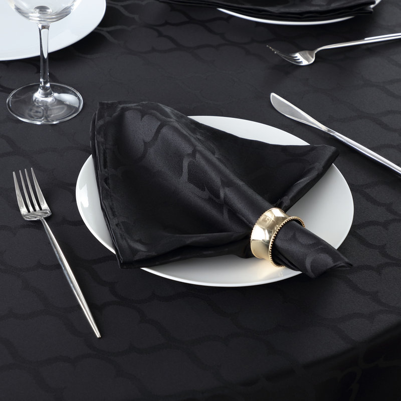 Sarok Rectangle Geometric Jacquard Tablecloth, Black