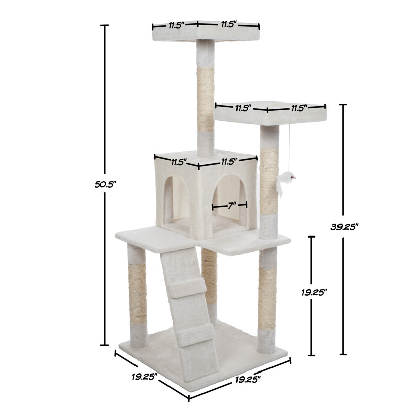  PETMAKER 4FT Cat Tree with Scratch Posts, White