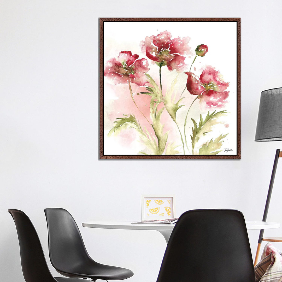 Blush Watercolour Poppy III - Painting on Canvas