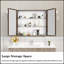 Armoire à pharmacie 32 po x 28 po avec miroir, rangement mural, tablettes réglables, structure en aluminium durable, design moderne