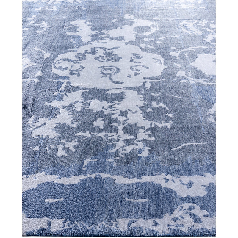 Tapis moderne noué à la main de conception unique ivoire 8 pi 1 po x 10 pi 1 po Modern