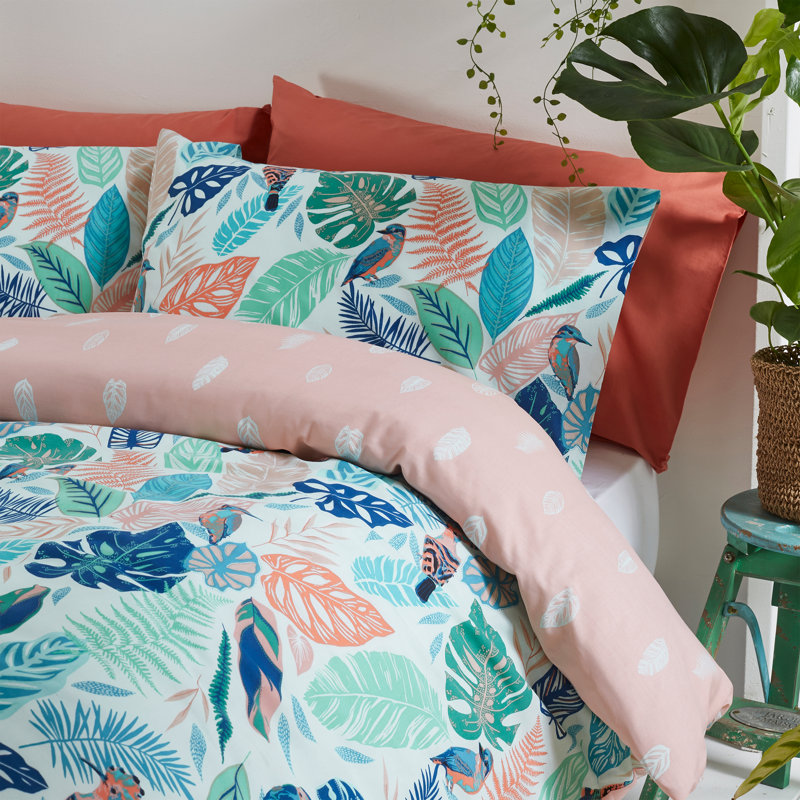 Cotton Blend Floral Duvet Cover Set with Pillowcases Included, Double Duvet Cover + 2 Standard Pillowcases