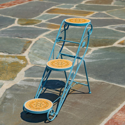 23.5in. Tall Atrani Mosaic Staggered Three-Tier Plant Stand