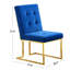 2 chaises de salle à manger modernes avec revêtement en velours et base en acier inoxydable doré, 2 chaises de couleur bleue avec base en acier, à déployer rapidement-1349706183-1349706182