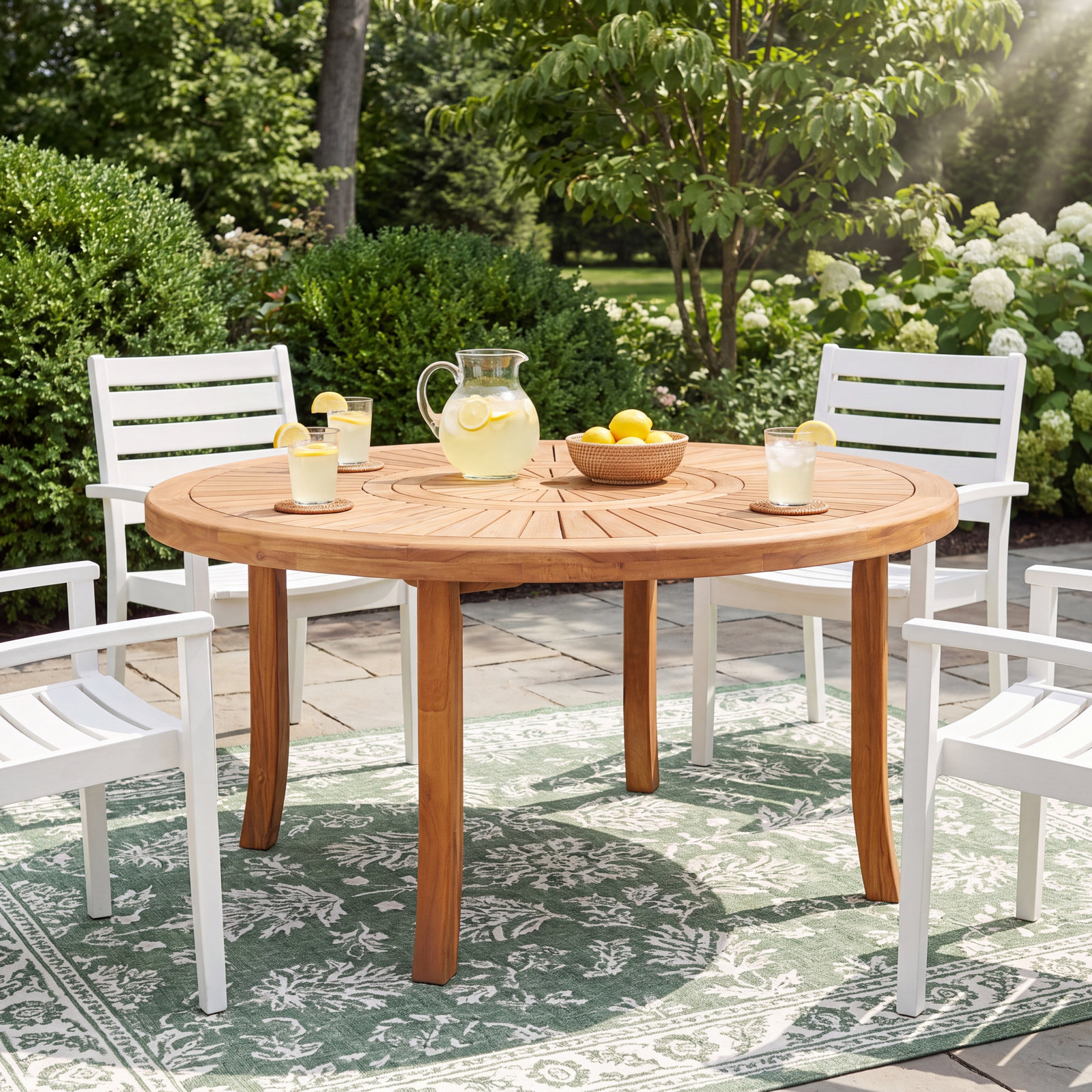 Dani Acacia Patio Dining Table, 29.5" H x 70.9" W x 70.9" D