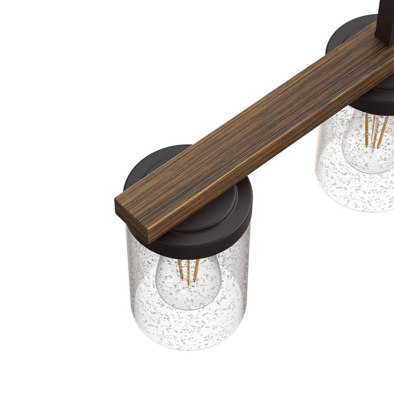 4 - Light Linear Pendant Light With Wood Texture