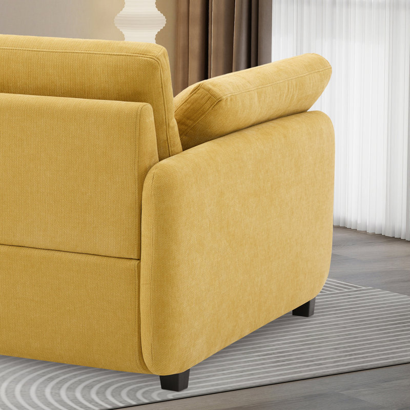 Fauteuil d'appoint moderne et surdimensionné en chenille, Jaune