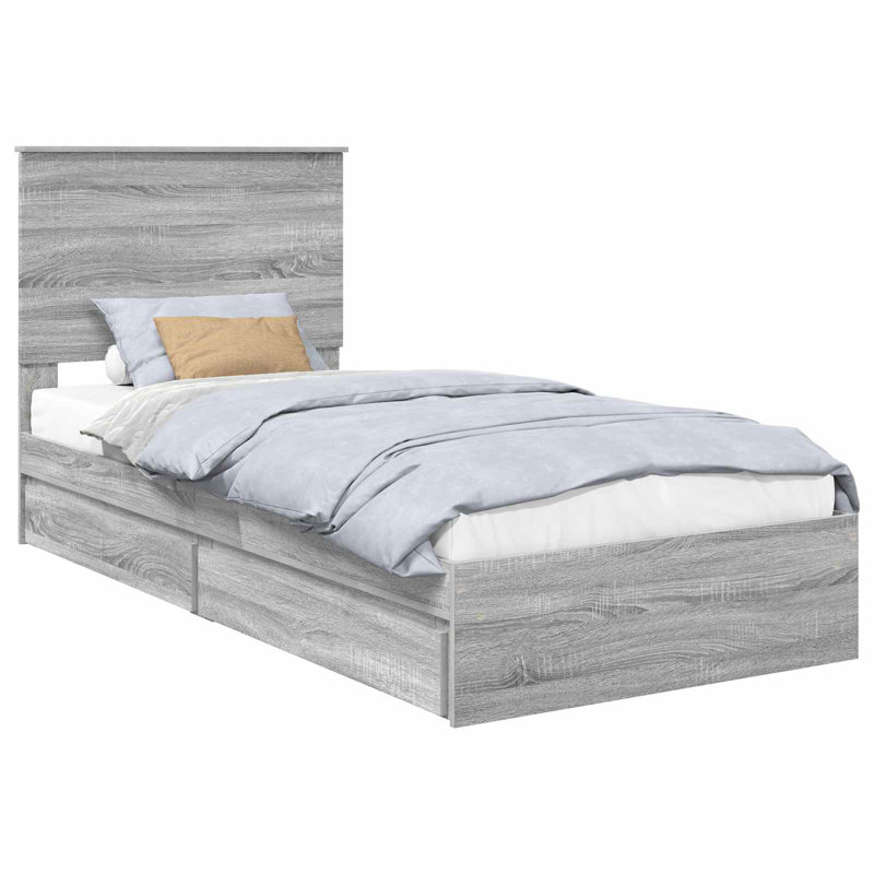 Bed Frame, 100 x 200cm, Grey Sonoma