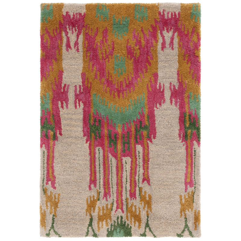 Kline Hand-Tufted Wool Beige Area Rug, Rectangle 2' x 3'