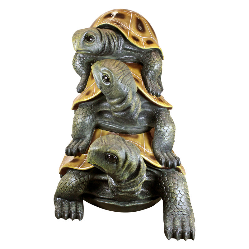 Giant Hand-Painted Resin Stacked Turtle Garden Statue
