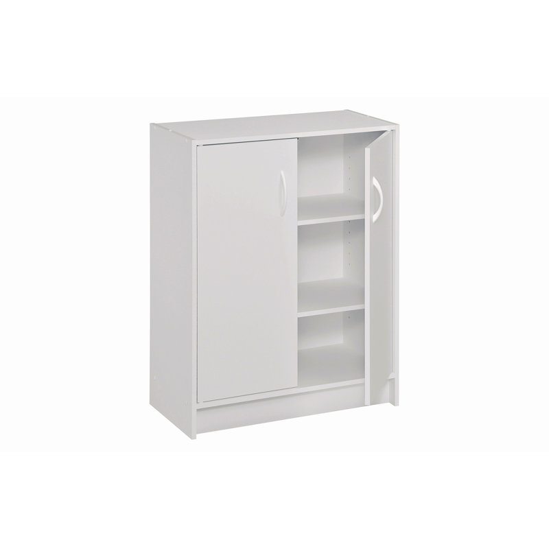 Rangement empilable à 2 portes, Blanc, Blanc