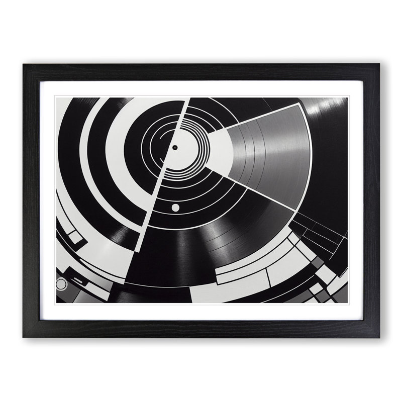 Abstract Vinyl Record - Framed Print, Black, 46cm H x 64cm W x 2cm D