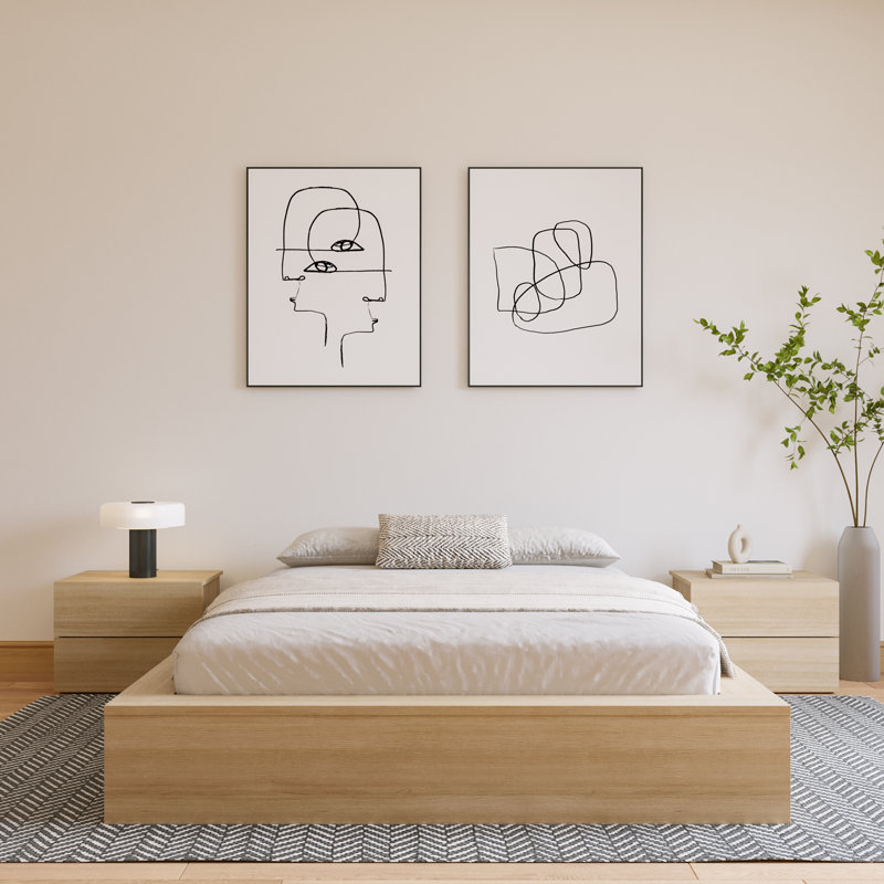 Hamdija Platform Bed, Natural Oak, Queen