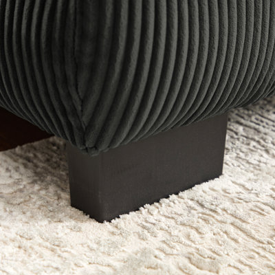 Cloud Couch Oversize L-Shaped Modular Sectional Sofa, 4-Seater Sofa with Ottoman, Comfy Thick Seat Cushions, Breathable Corduroy Fabric, Black for Living Room Bedroom Apartment