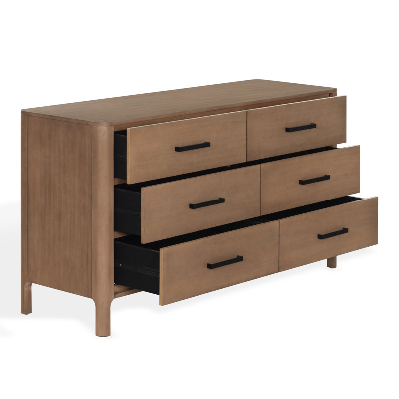 Commode 6 tiroirs Neyla Abbiava, Naturel/noir