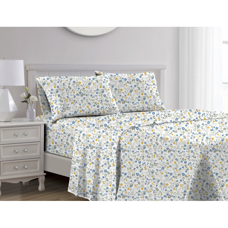 Cotton Blend Graphic Print Sheet Set, Full Sheet Set + 1 Fitted Sheet + 2 Pillowcases