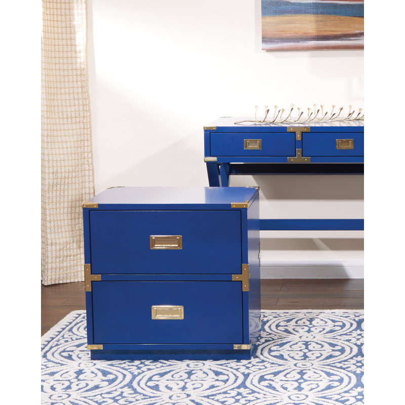 Commode d'appoint 2 tiroirs Harrison, Lapis bleu