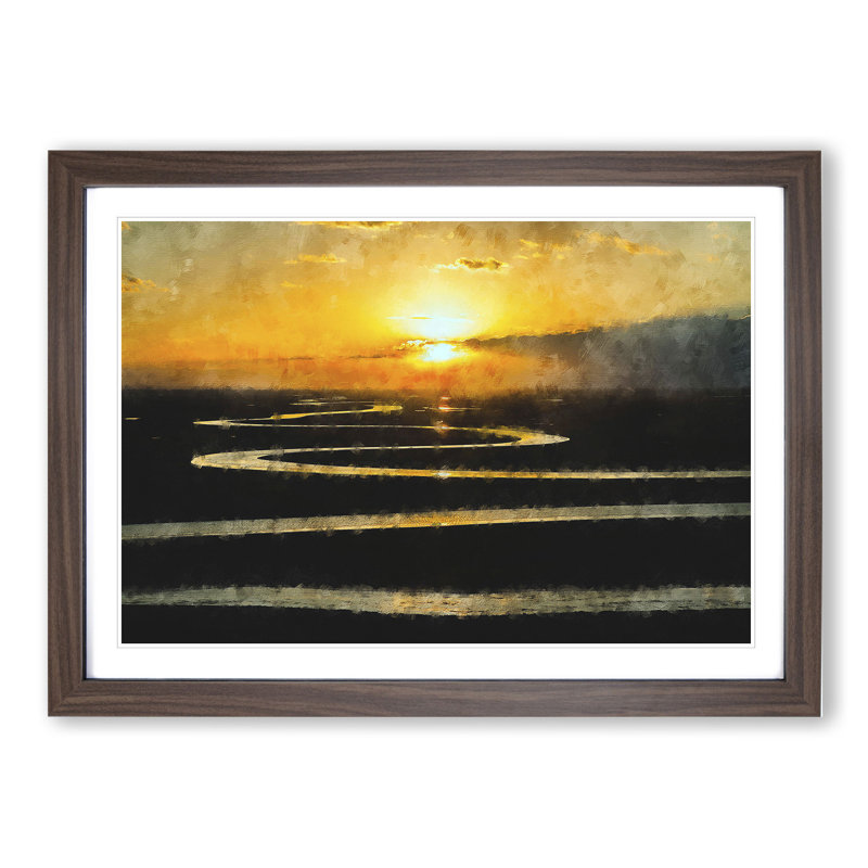 Sunset View Vol.1 - Picture Frame Painting, Walnut Framed, 48cm H x 65cm W x 2cm D