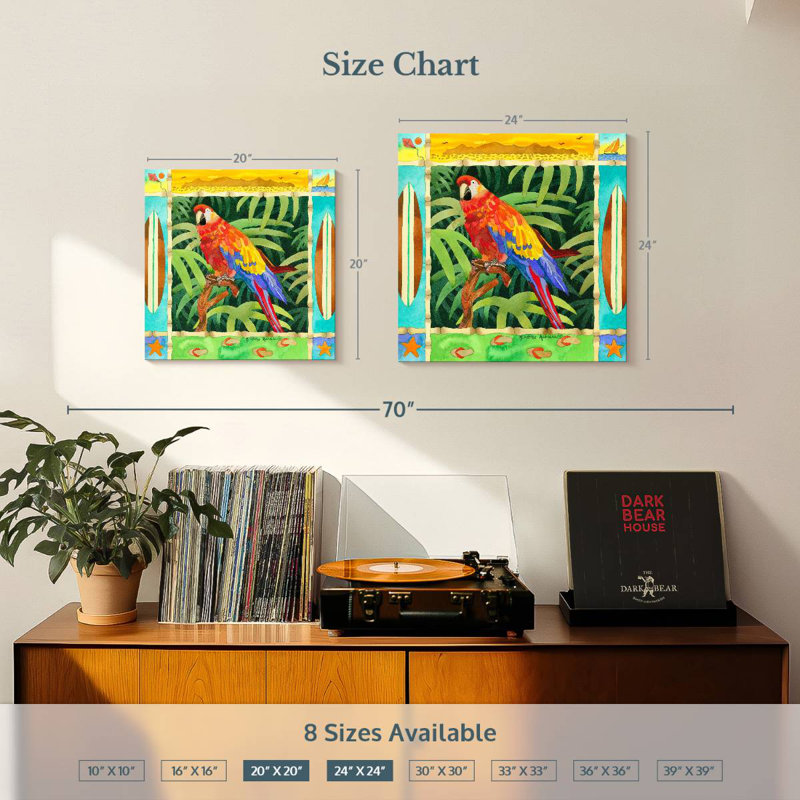 Brampt Surf Parrot, 20" H x 20" W