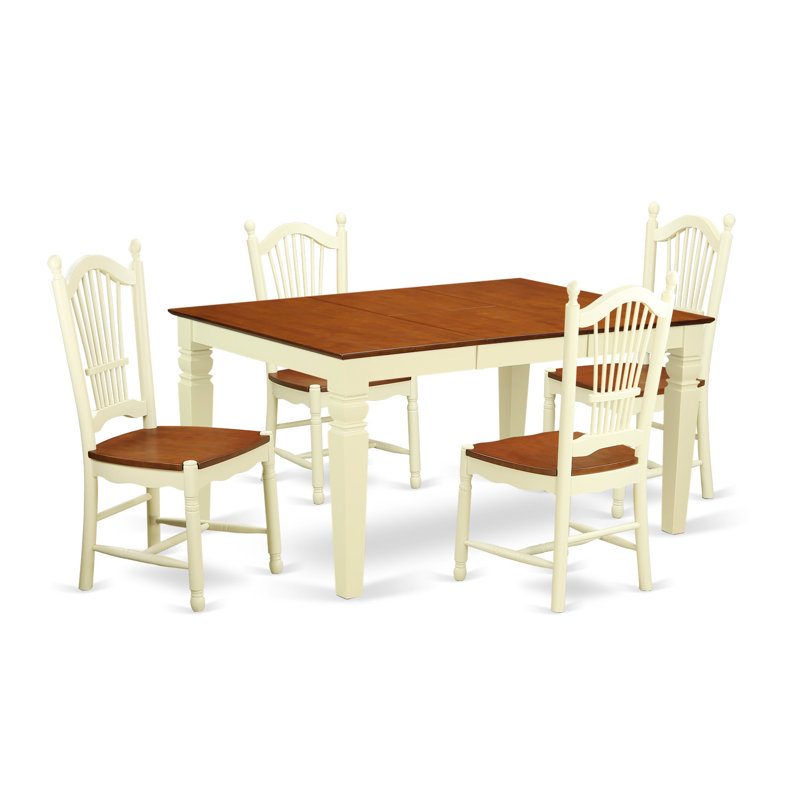 ensemble de salle à manger Belcourt, Babeurre / Cerisier, 5 (1 table + 4 chaises)