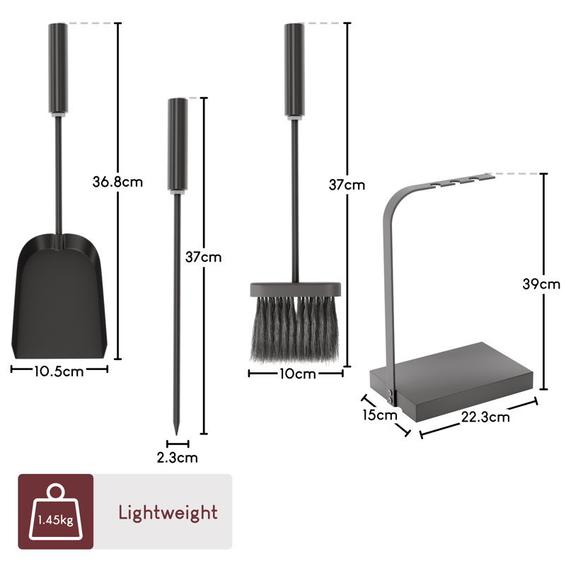 Vida Aston Steel Fireplace Tool Set