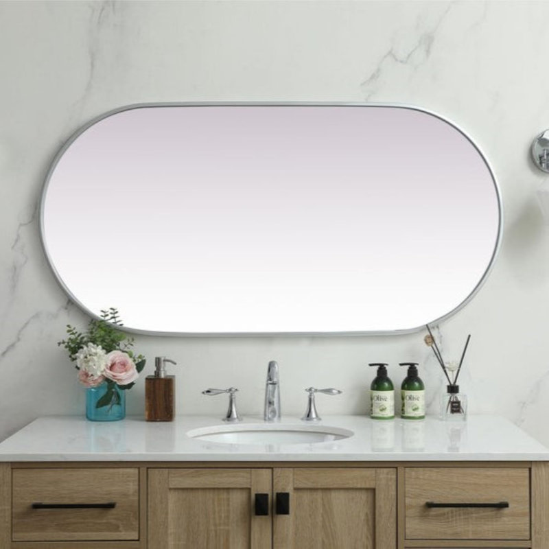 Miroir mural Elington, Argent, 48 po x 24 po 