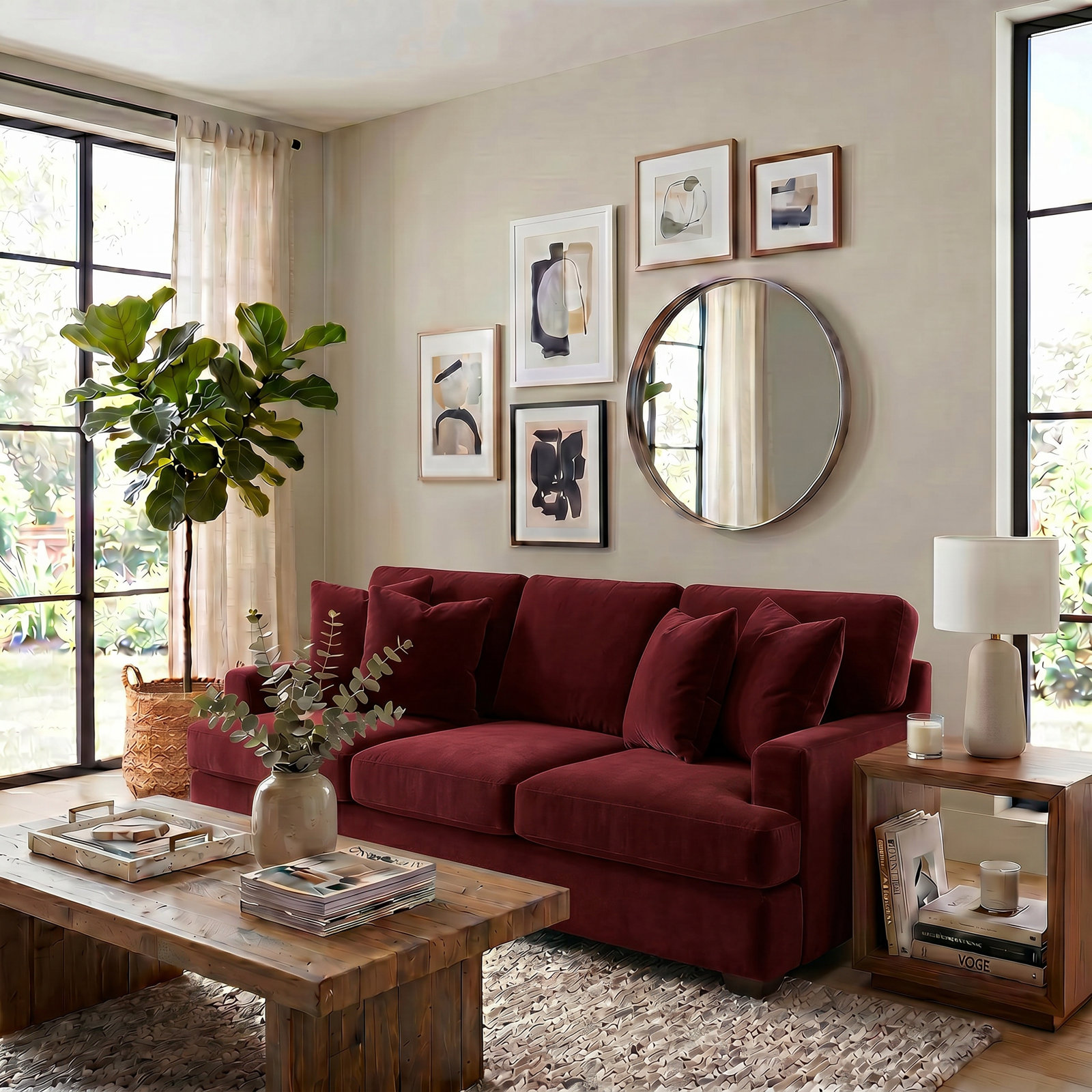 Emilio 90'' Upholstered Sofa, Bella Ruby Performance Velvet