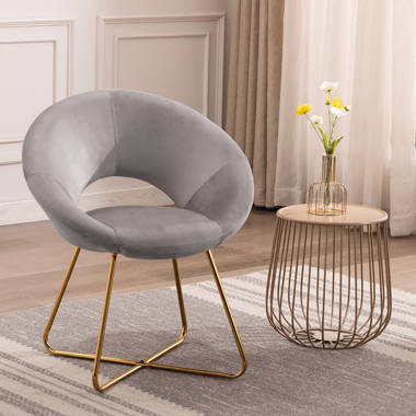 Modern Accent Velvet Dining Arm Chair with Golden Metal Legs and