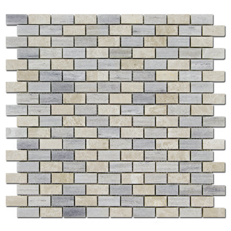 Adriatica 0.63" x 1.25" Marble Brick Joint Mosaic Wall & Floor Tile, Bluette