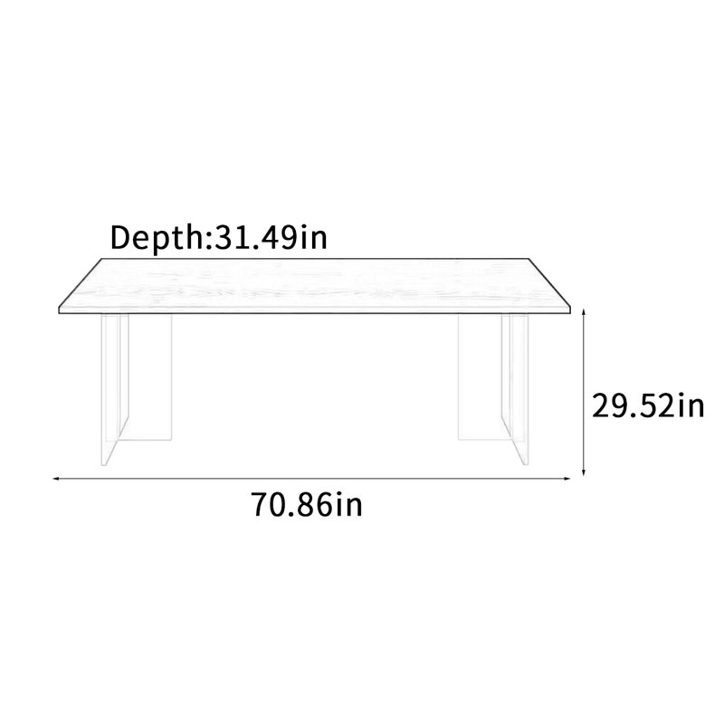 Table de salle à manger en bois massif de couleur noyer, H 29,52 po x L 70,86 po x l 31,49 po