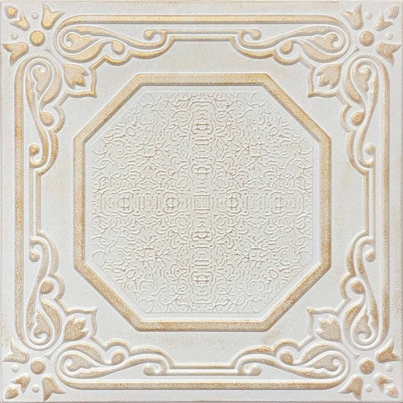 Carreaux de plafond en polystyrène 20X20 avec panneaux décoratifs à coller pour une installation facile à faire soi-même, ainsi que pour la rénovation de la maison et du sous-sol. Havre floral R32, lot / 8