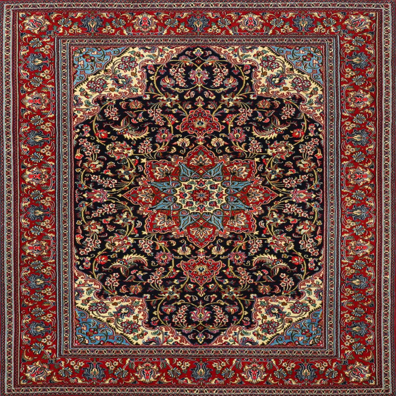 Tapis oriental rouge / beige, Carré 8 pi