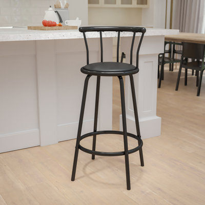 Barthleney Crown Back Metal Barstool with Vinyl Swivel Seat and Footrest by Gracie Oaks