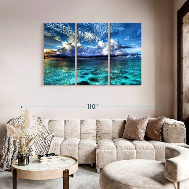 3 pièces Cozumel avec vue sur l'océan, H 74 po x l 48 po x P 1,25 po