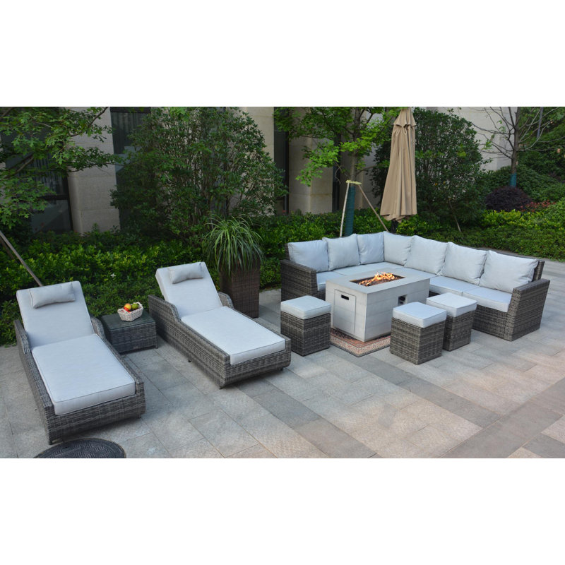 10 - Person Patio Conversation Set with Cushions