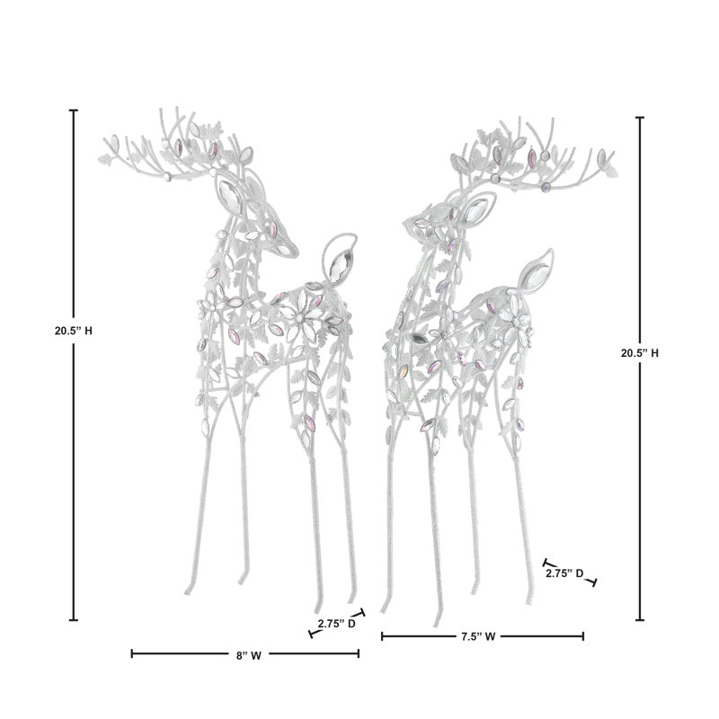 Cerf en métal 19,5 po , Blanc