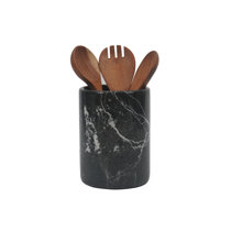 Matte Black Ceramic Kitchen Crock Cooking Utensil Holder with White UT –  MyGift