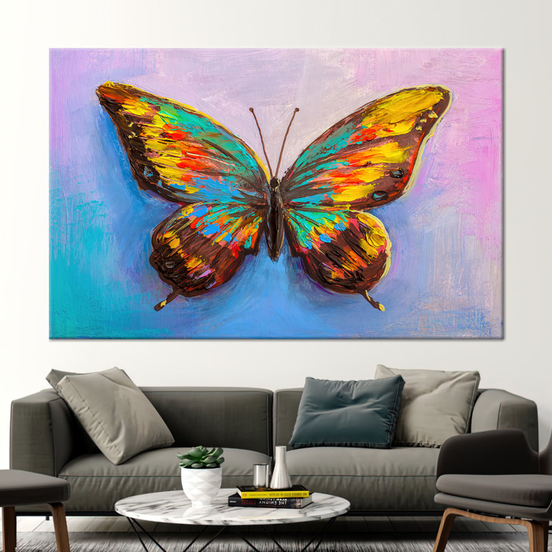 "Abstract Butterfly", reproduction de peinture à l'huile - décoration murale animalière moderne aux couleurs vives