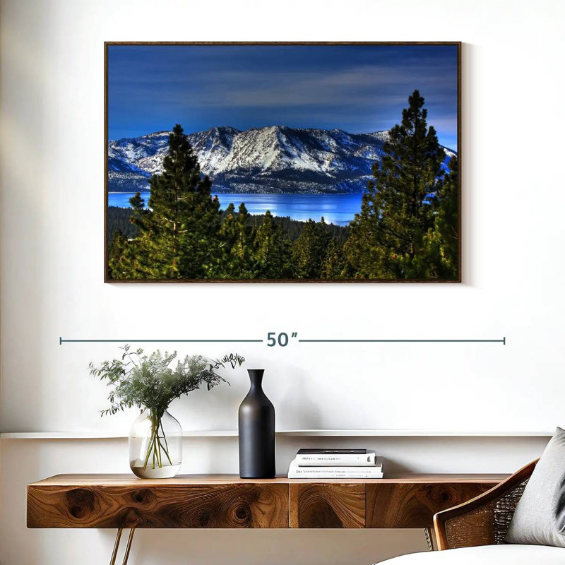 Lac Tahoe, Sierra, Cadre flottant noyer, 40 po x 27 po