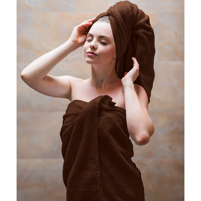 Maryori Cotton Bath Towels 70x140, Dark Brown