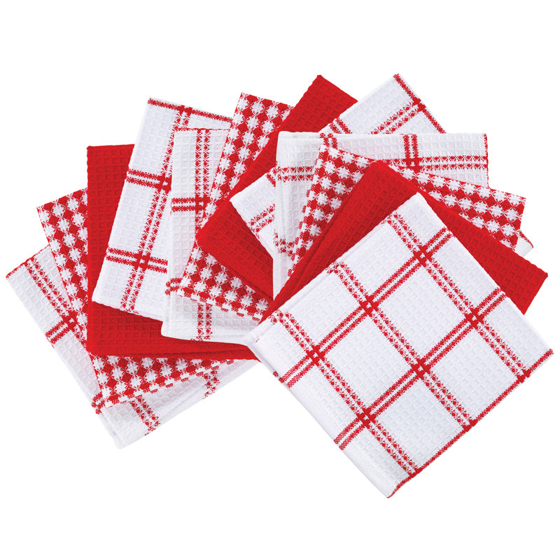 T-fal Flat Waffle Kitchen Dishcloth Set, Red