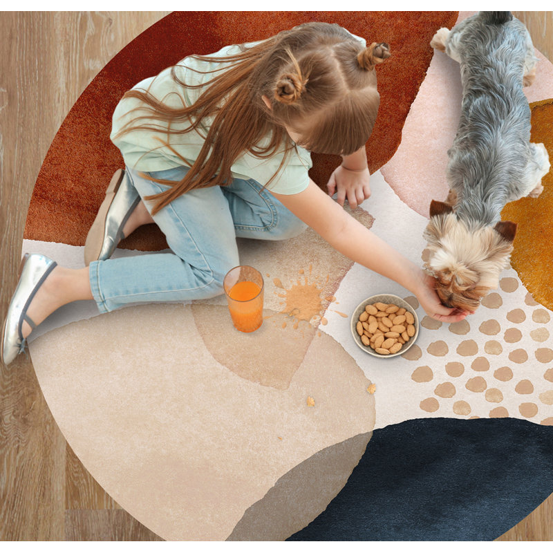 Rontavia Vinyl Machine Printed Area Rug, Round 150cm