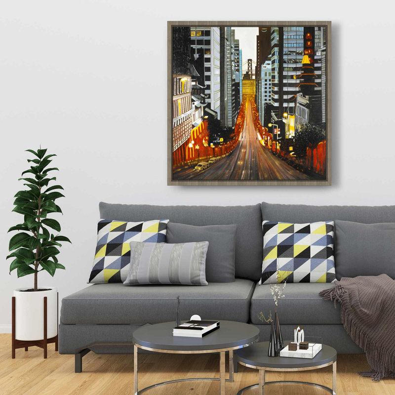 San Francisco par nuit - décor de toile encadrée bleue